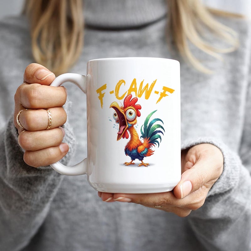 Hogg F-Caw-F Mug, 15 oz Ceramic F Caw F Coffee Mug, Hidden Message Coffee Cup, F-Caw-F, Secret Message Cup, Sarcastic Gifts, Sassy Rooster, White Elephant Gag Gift, F Caw F - Image 4